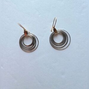 14k Gold And Sterling Mulitcircle Earrings
